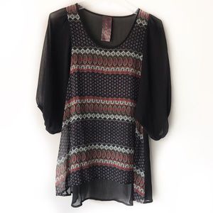 Wallpapher Sheer Mixed Print Blouse